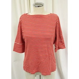 Lauren by Ralph Lauren Red and White Stripe Top Large